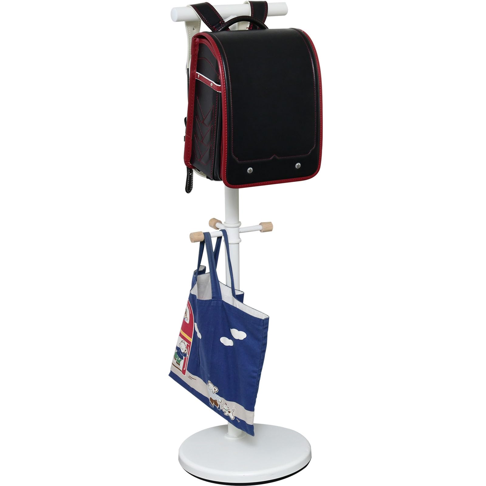 Yamazen TRS-105 (SWH) School Bag Stand, Easy To Put In And Take Out The Contents Of The Bag, 4 Mini Hooks, School Bag Rack, Assembly, Sand White