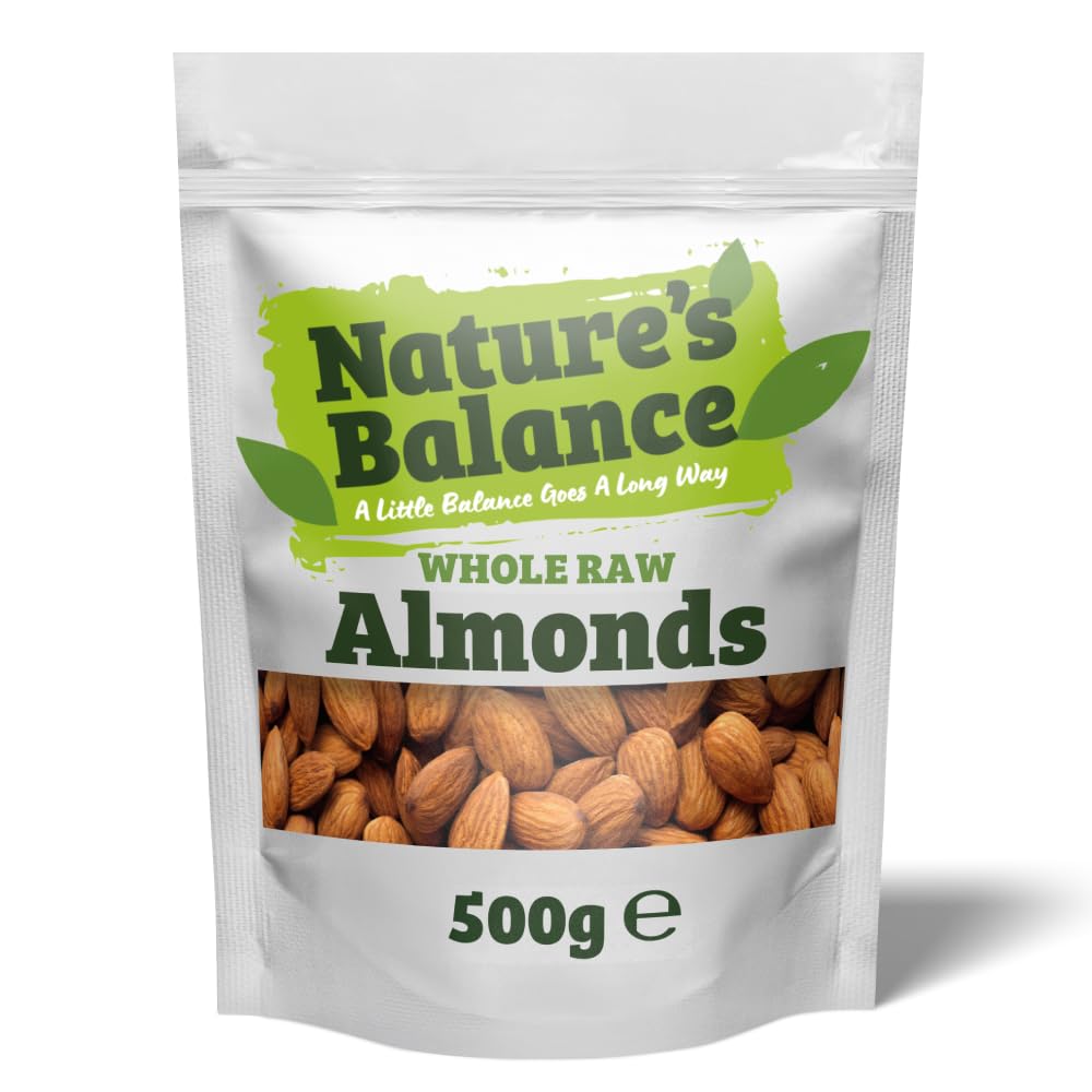 Natures Balance Whole Almonds Raw Vegan Nuts Unsalted, 500g