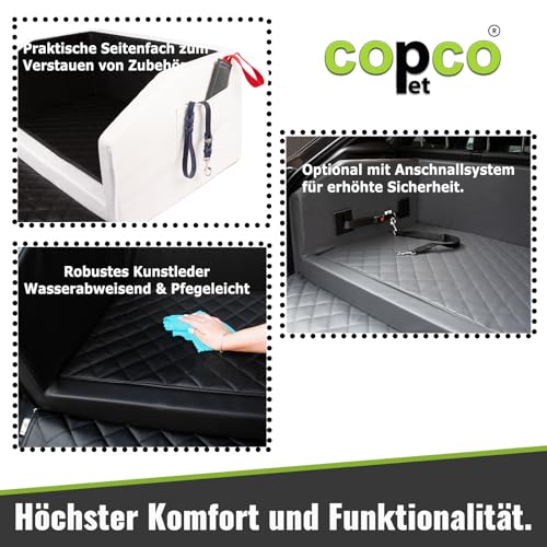 Hundebox Auto Kofferraumschutz Hund mit ladekantenschutz Kofferraum【Mit Tasche】 Kofferraum schutzmatte herausnehmbar - Hunde Autositz Wasserabweisend, hundetransportbox 90x55x38cm Weiß/Schwarz