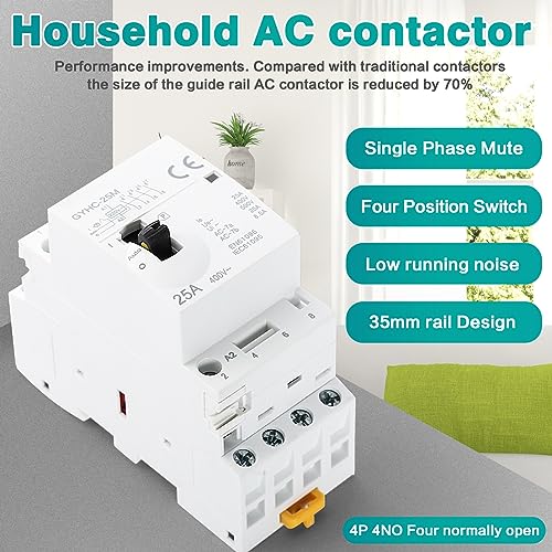 Contacteur AC domestique triphasé 4 pôles 25A rail DIN 400V DeWin