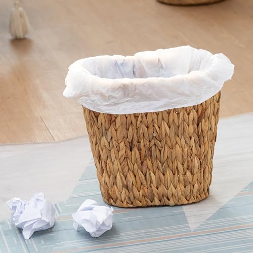 Rlosjin Wicker Trash Can, Bathroom Waste Bin with Built-in Handle Trash Bin, Hand-Woven Water Hyacinth, Wicker Waste Basket, Bedroom, Office, Bathroom Boho Waste Basket, 1 Pack - Image 8