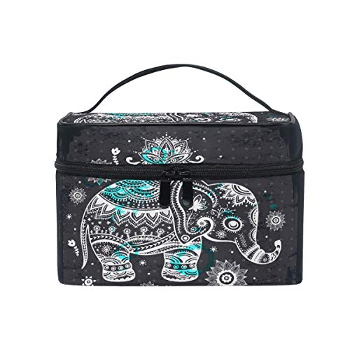Blueangle Elephant Makeup Bag Portable Travel Cosmetic Bag Organizer Multifunction Case with Double Zipper Toiletry Bag for Woman (9