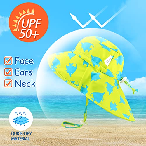 UNIFACO Baby Boy Swimsuit UPF 50+ Sun Protection One Piece Zip Bathing Suit with Sun Hat Infant Sunsuit Swimwear3