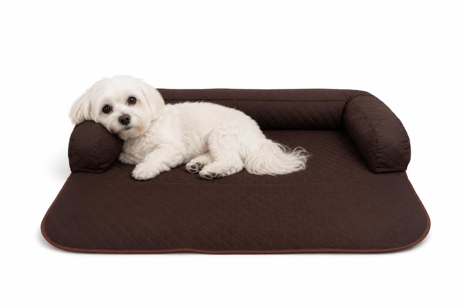 Bed Blanket for Sofa, Dog and Cat, Quilted Fabric, Removable Cover with Zip, 90 x 70 x 15 cm (Bordeaux)