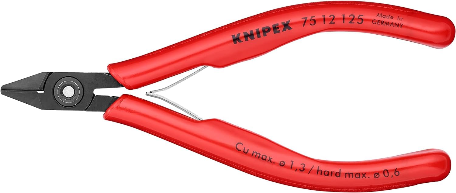 KNIPEX Elektronik-Seitenschneidermit Kunststoff-Hüllen 125 mm, 75 12 125
