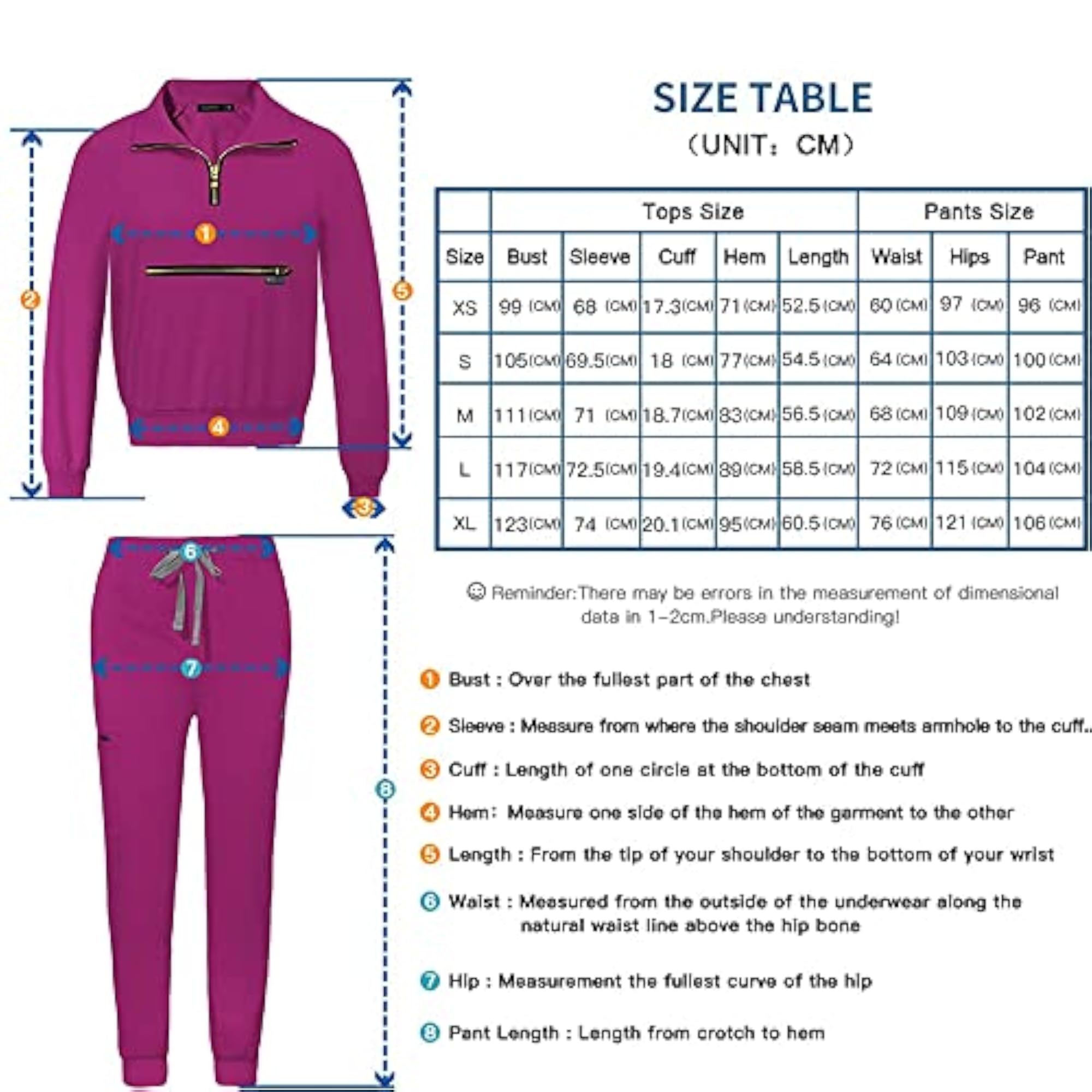 Scrub Set with Long Sleeve for Women, Jogger Pants