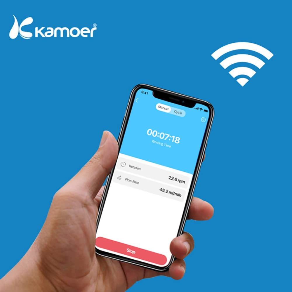 Kamoer KXP100 pompe doseuse programmable pompe 24V 100 ml/min | à liquide péristaltique intelligente à faible débit petite réglable contrôle WiFi écran LCD