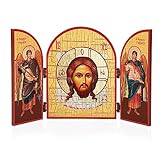 NKlaus Jesus Acheiropoieton Ikone Triptychon Holz 25x16cm Christlich 13819