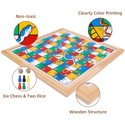 Juego de Mesa Clásico Serpientes y Escaleras de Madera miniatura 3