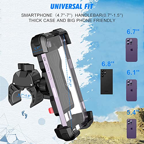 Ilaoliu Motorcycle Phone Mount, All-Round Adjustble Bike Phone Mount, Bike Phone Holder For Handlebars Fits Iphone 14 Pro Max/13 Pro/Xr/Xs Max,Galaxy S23/S10/Note 10 And All 4.7-7Inches Devices #TOP3