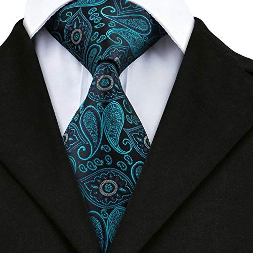 Cravate en soie paisley pour mariage et soirées formelles avec boutons de manchette
