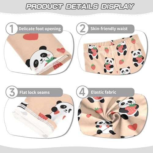 J JOYSAY Cartoon Panda Strawberry Girls Leggings Soft Comfortable Stretchy Kids Girls Capri Leggings Size 4-10T3