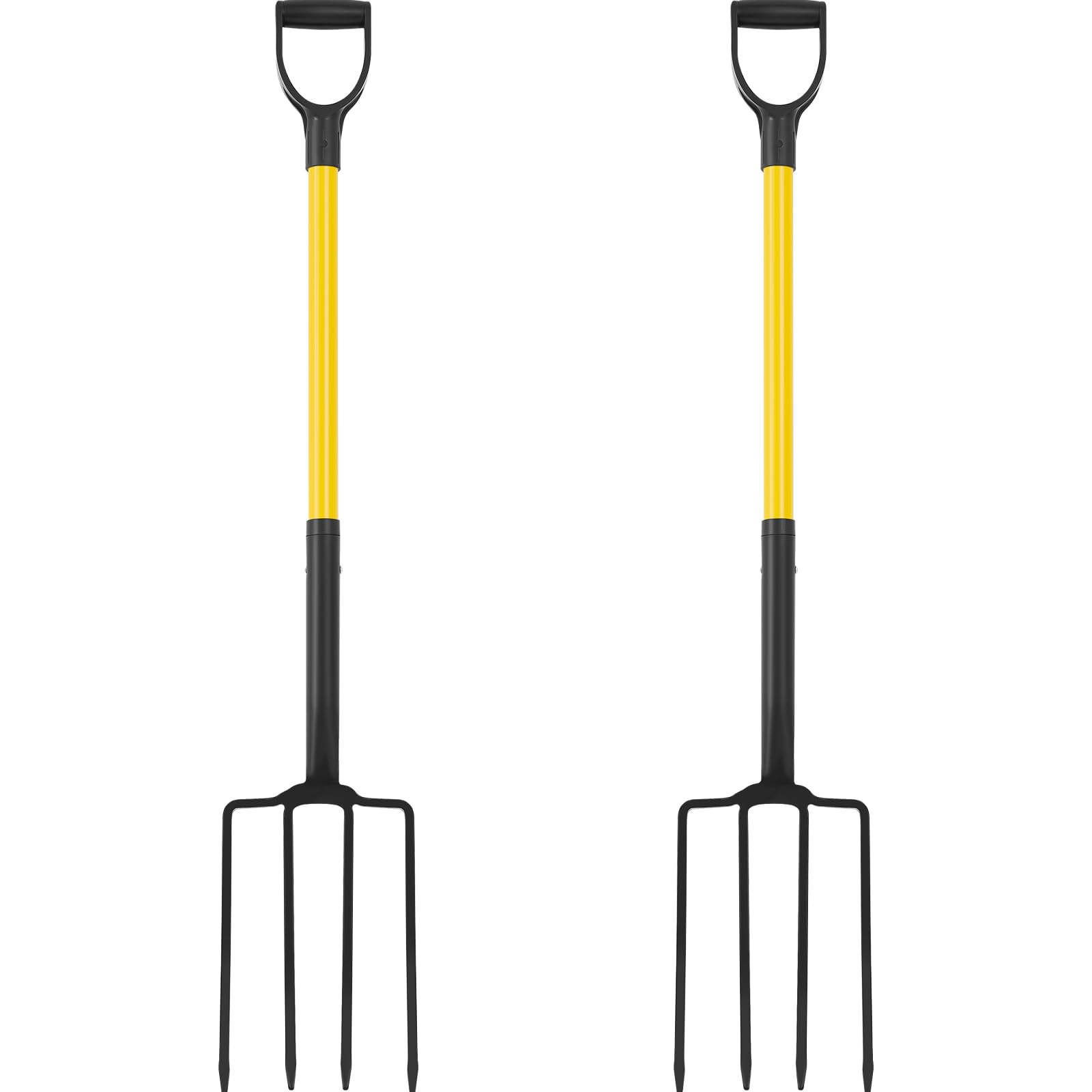 2 Pcs Garden Fork 4 Tine Spading Fork 45 Inch Length Steel Pitch Fork for Gardening D Grip Pitchfork for Digging Roofing Compost Tools