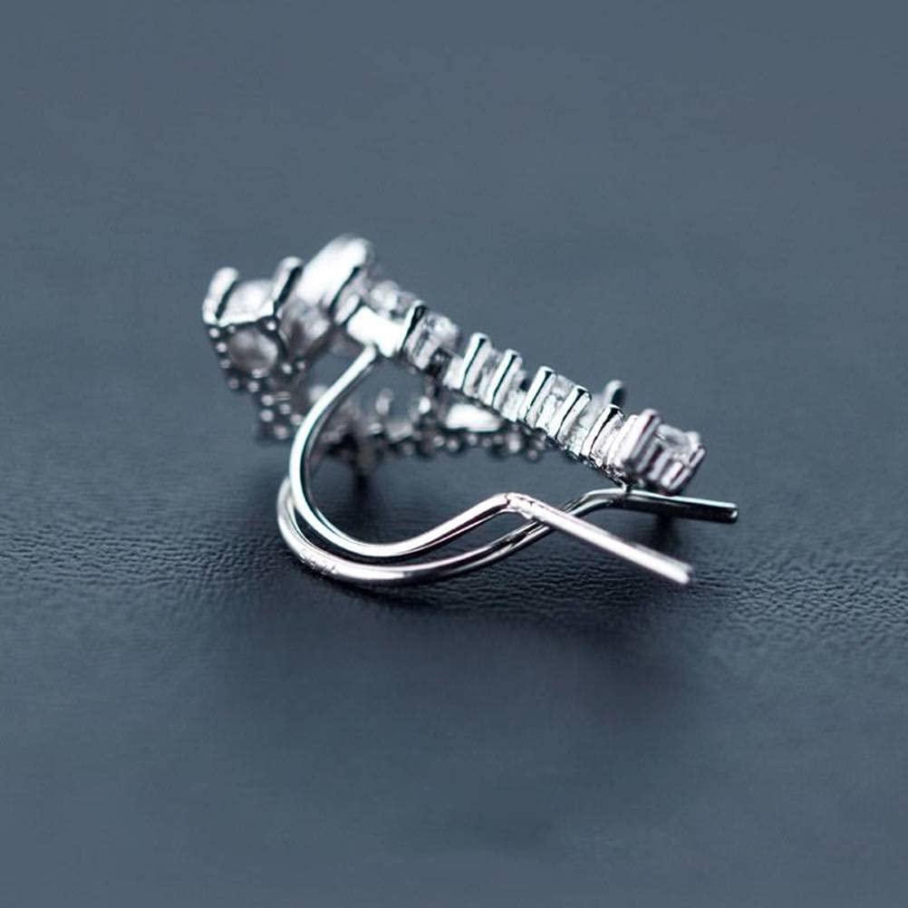 S925 Biała klamra z grzybem, rząd uszu Zaczep na ucho Big Dipper Diamentowe kolczyki sztyfty Kolczyki Biżuteria Damska para srebra S925 (nazwa koloru: para srebra S925) (para srebra S925)