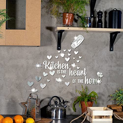 The Kitchen is The Heart of The Home Mirror Wall Sticker, Acrylic Kitchen Wall Decal - Image 4