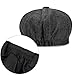 Newsboy Hats for Men Classic 8 Panel Wool Blend Newsboy Flat Cap Herringbone Tweed Hat Black