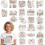 Dazoratix Christian Iron on Transfers - 24 Sheets Boho Bible Verse DTF Transfers Ready to Press Religious Heat Patches Retro Floral Faith Decals Vinyl Stickers for T Shirts Clothes Pillow DIY Crafts