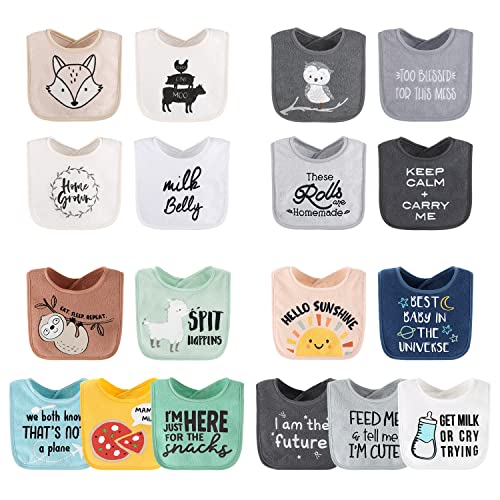 Image of The Peanutshell Unisex Bib Set - 18 Pack for Feeding, Teething, or Drooling - Neutral & Hello Sunshine