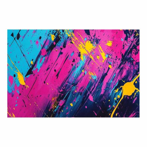 Affiche sur toile graffiti colorée 80x120cm sans cadre rose AMXBZC pour décoration murale de salon