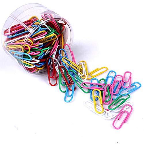 Colored Paper Clips Medium Size, Clips, Clips de Papel Paperclips Office Supplies, Clips Holder Organizer for Office School Home,for Art Porject, 1.3 inch 33 mm, 450 pcs