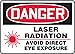 Accuform MRAD003VS Adhesive Sign, Legend"Danger Laser Radiation Avoid Direct Eye Exposure", 0.004" Thickness, Vinyl, 7" x 10", Red/Black on White