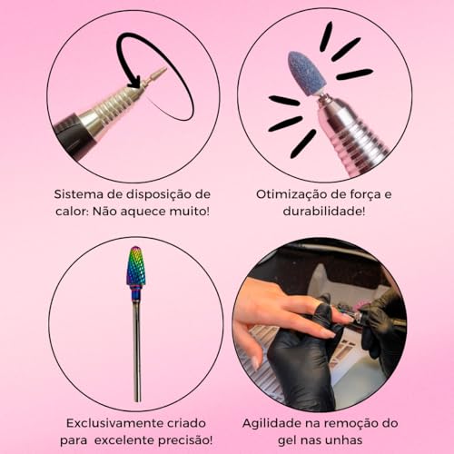 Broca Tungstênio F Bullet ST Corte Fino Manicure Unhas Gel