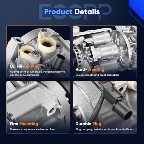Image of ECCPP AC Compressor for Hyundai Entourage 3.8L 2007-2010 for Kia Sorento Sedona 3.8L 2007-2009 AC Compressor with Clutch