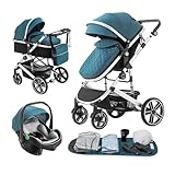 Gcarebb 3 in 1 Kinderwagen Reisesystem, Kinderwagen mit höhenverstellbarem Griff, Reisewagen mit Moskitonetz, Baby-Kinderwagen mit Aluminiumrahmen für Neugeborene 0-4 Jahre