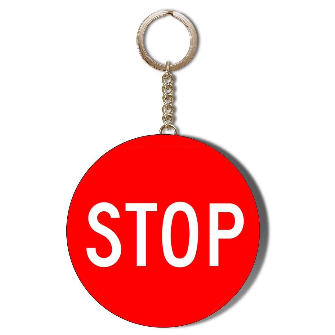 Gift Insanity STOP SIGN 58mm LONG CHAIN KEYRING
