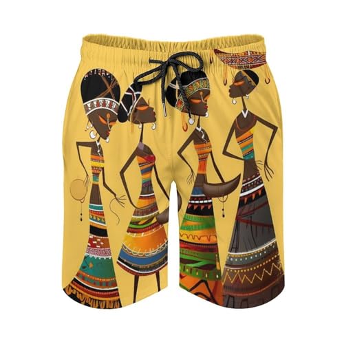Mens Shorts Creative African Culture Men Swim Trunks Quick-Dry Beach Shorts with Drawstring Pocket Bathing Suit3