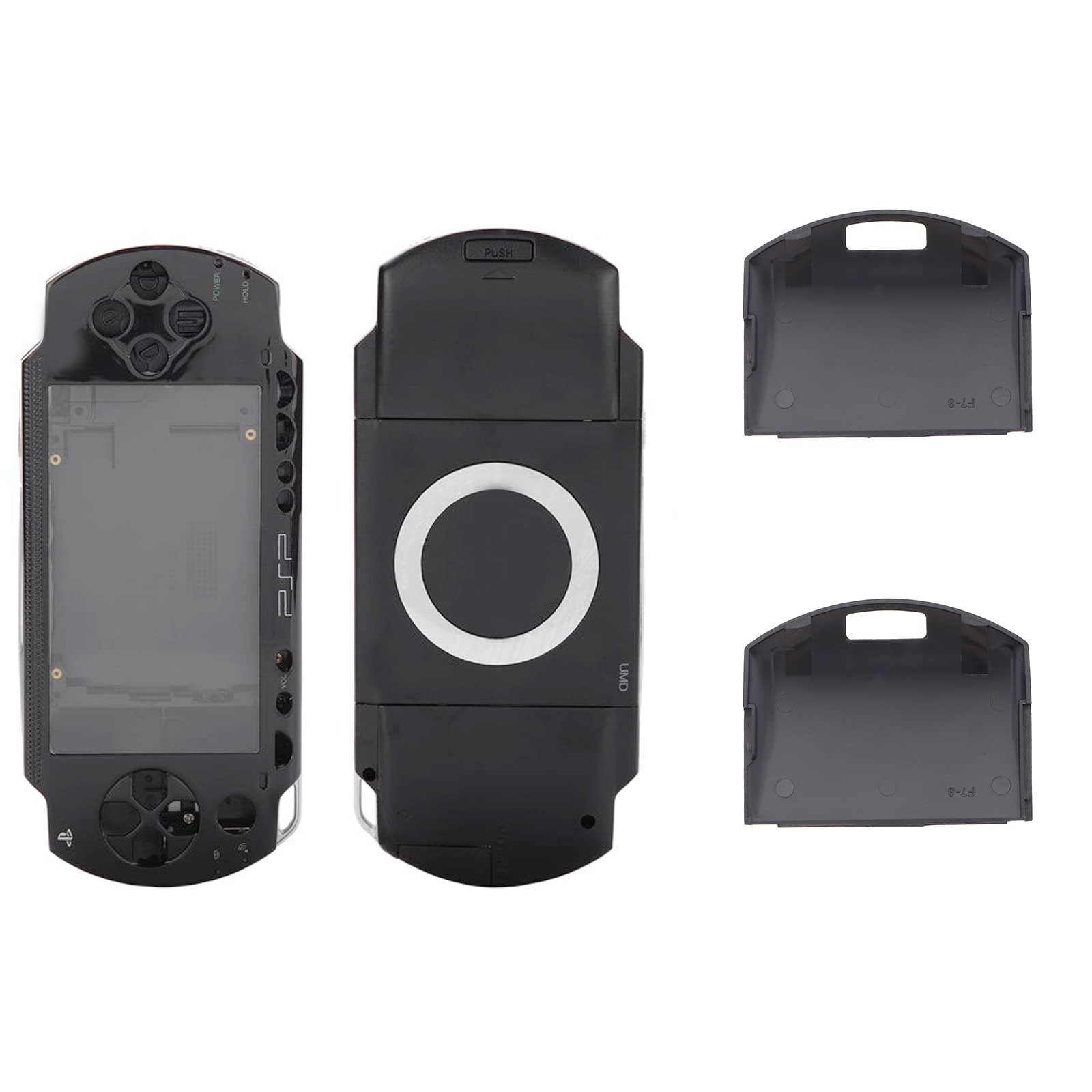 4 Piezas Reemplazo de La Tapa de La Batería Carcasa de La Puerta Trasera de La Batería Protector de La Batería Tapa de La Puerta Compatible con Sony PSP Serie 1000 La Consola Negro