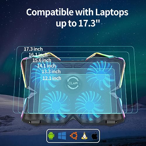 CLAW Arctic K25 PRO RGB Laptop Cooling Pad with 4 Motor Fans, 7 Adjustable Height | Black - Image 3