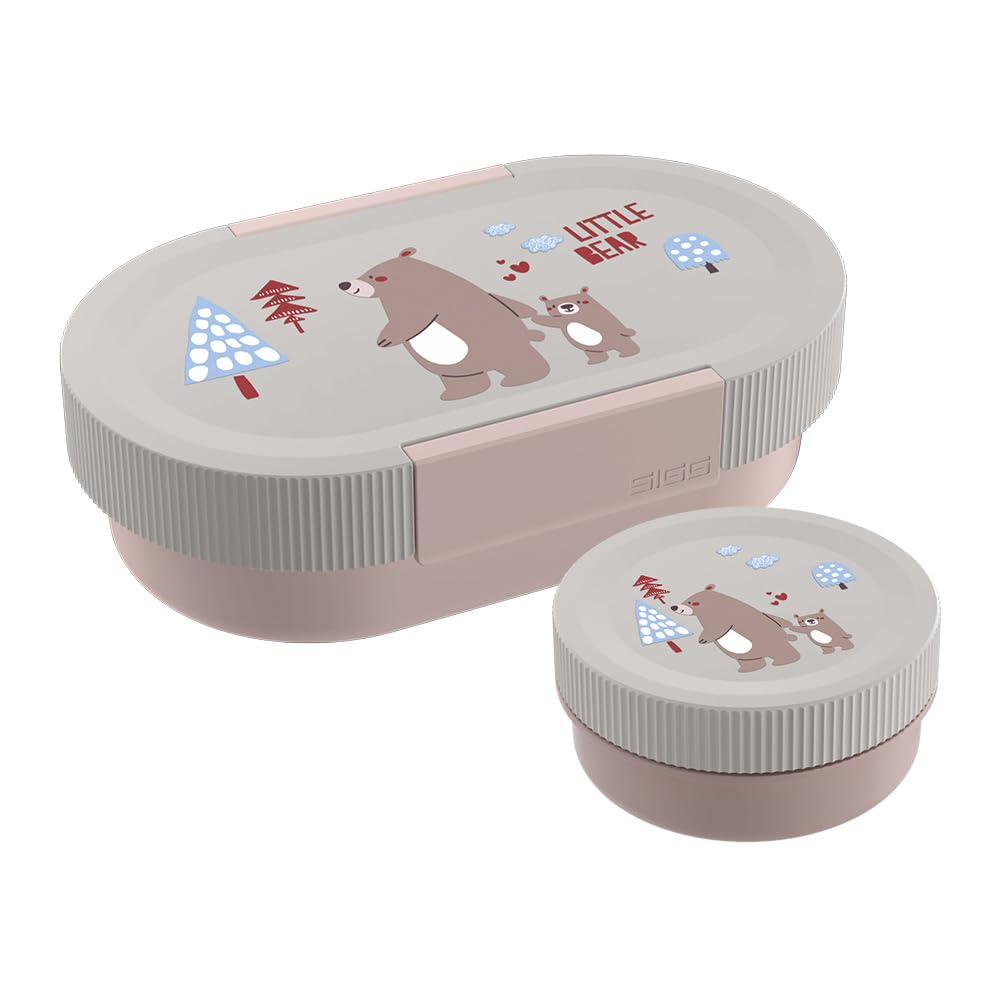 Sigg Lumo Bear Family Lunch Box Set for Children, Lunch Box with Extra Tin, Feather-Light Rainbow Bread Box, 2-in-1, BPA-Free, 0.8 L