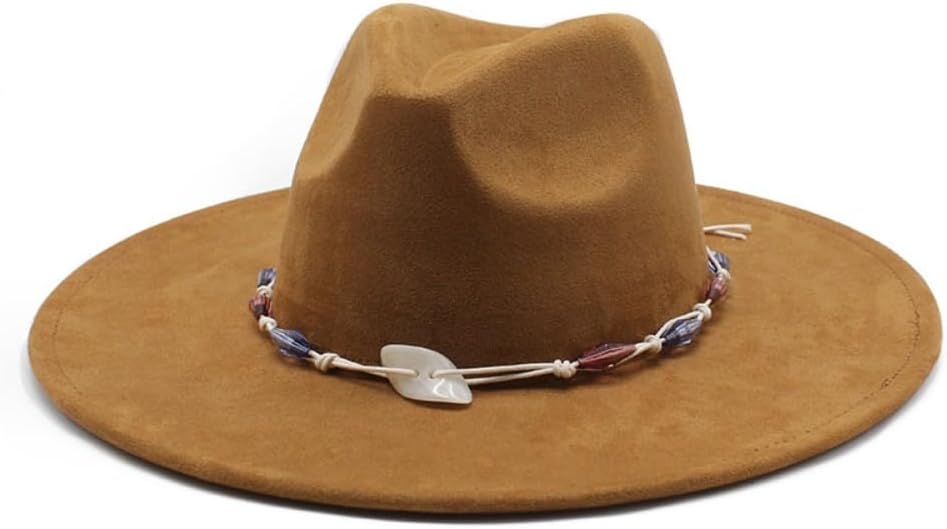 Western Cowboy Hat with Turquoise Floral Embroidery, Beige, Wide Brim