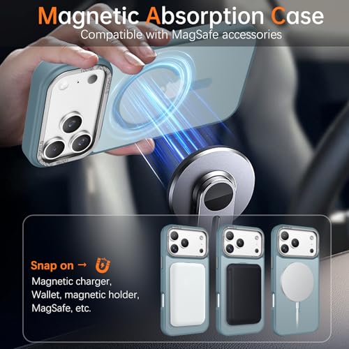 Image of YINLAI for iPhone 17 Pro Max Case 6.9-inch,Magnetic Compatible with MagSafe, Slim Matte Anti-Fingerprint, Shockproof Full Body Military Grade Protection for iPhone 17 Pro Max Cover, Gray Blue