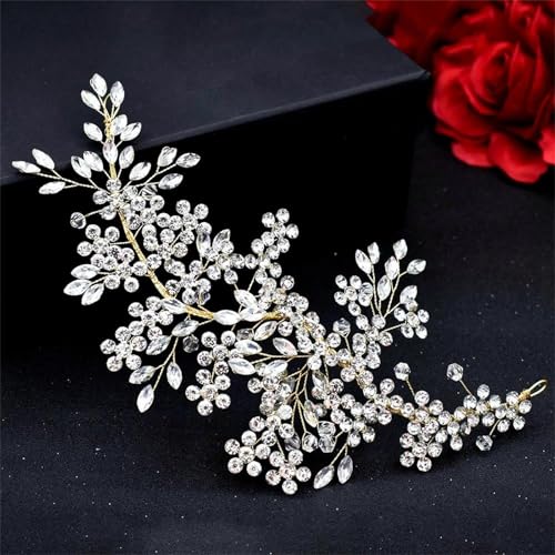 Yeuyyben Crystal Rhinestone Flower Bridal Headpiece Hair Accessories Women Wedding