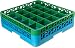 Carlisle RG25-1C413 OptiClean 25 Compartment Glass Rack with 1 Extender, 5.56", Polypropylene, green/Carlisle Blue