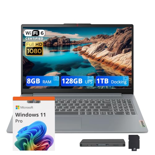 Image of Lenovo IdeaPad Slim 3 15.6 inch FHD Display Laptop, Intel Core i3-N305, 8GB LPDDR5, 1.12TB Storage(128GB UFS+1TB Docking Station Set), Intel UHD Graphics, Windows 11 Pro, Numeric Keypad, WiFi 6, Grey