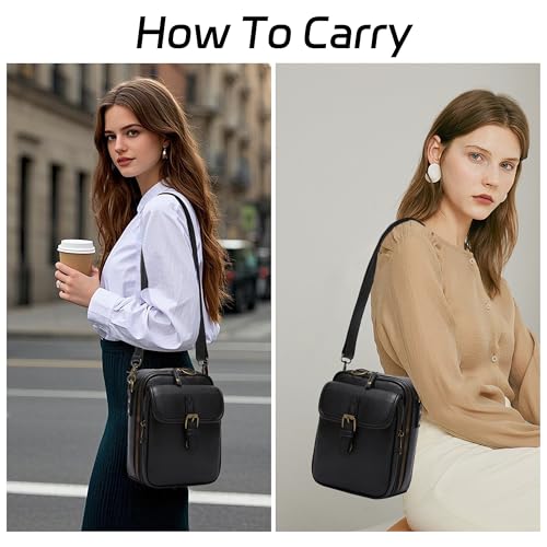 Crossbody Leather Bag for women, Vintage Messenger Bag, Large Capacity Shoulder Bags Anti Theft Sling Bag2