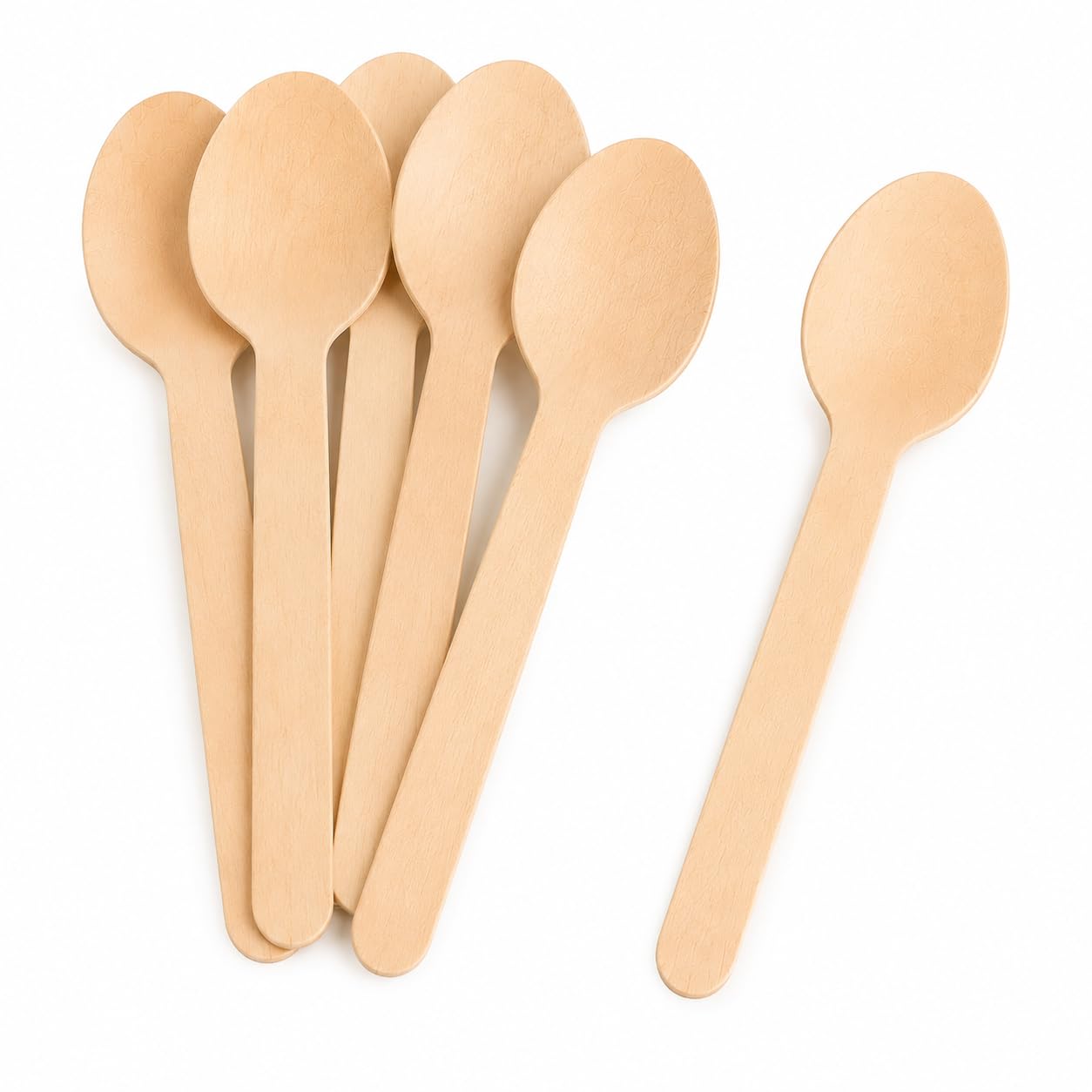 Pack of 100 Disposable Wooden Spoons, 16cm Biodegradable Wooden Spoons, Eco Friendly & Plastic Free Disposable Wooden Cutlery – Ideal for Weddings, Parties, Picnics, Catering, Office & Events