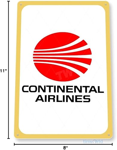 Miniatura 3 de Tinworld Letrero de estaño Continental Airlines Retro Commercial Aviation Metal Decor C623