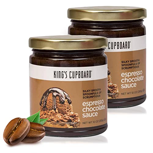 King's Cupboard Espresso Chocolate Sauce - Perfect Hot Fudge Sauce For Topping Ice Cream & Desserts, Chocolate Coffee Drizzle, Baking, Fondue, Ganache - Gluten-Free, Kosher, All Natural 10 Oz - Pack 2 #TOP19