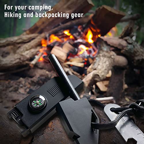 Qsxou Fire Starter Survival Tool, Portable Outdoor Magnesium Ferro Rods Striker,Flint And Steel With 16,000 Strikes,Multi-Use Kits With Sports Bag & Hook For Camping, Hiking And Backpacking #TOP1