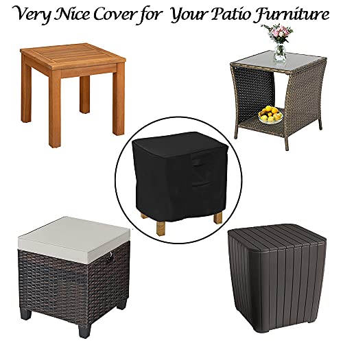 31 Inch Square Side Table Cover Waterproof Patio Ottoman Cover Heavy Duty Outdoor Patio Furniture Cover, Black #TOP5
