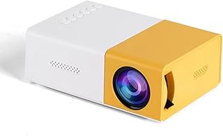 MTYDFSKLY Mini Projektör, 152 "Ekranlı Ev Projektörü, 1080P Taşınabilir Projektör Dahili Hoparlör, TV/Akıllı Telefon/HDMI/USB/AV, iç ve dış mekan için Projektör ile Uyumlu Film Projektörü (Yellow&White)
