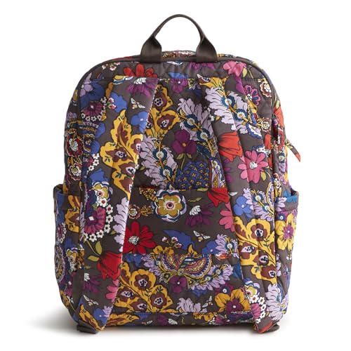 Image of Vera Bradley Women's Premium Cotton Large Bancroft Backpack, Colorful Bouquet, One Size