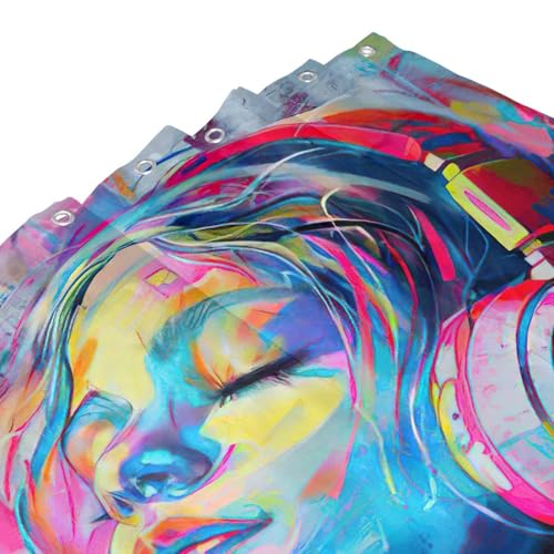 Rideau de douche musique en polyester : stop aux œillets rouillés