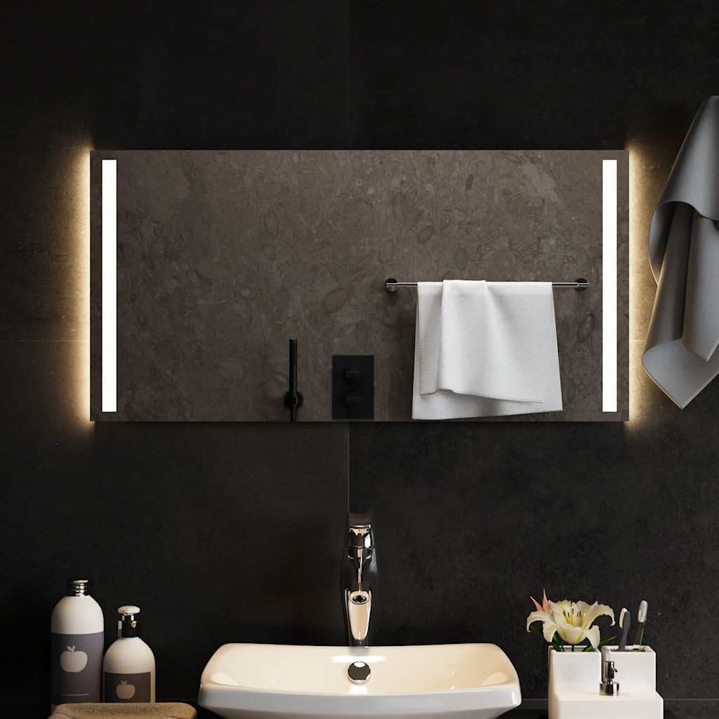 LED Badspiegel 80x40 cm Glas mit Beleuchtung IP65, USB Anschluss für Badezimmer, Kosmetikspiegel mit Aufhängung, für Flur Bad Rasur und Schminktisch
