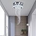 Lustre Moderne En Cristal Petit plafonnier LED Mini suspension en cristal Lustre semi-encastré pour Couloir, entrée, salle à manger(Blanc froid)