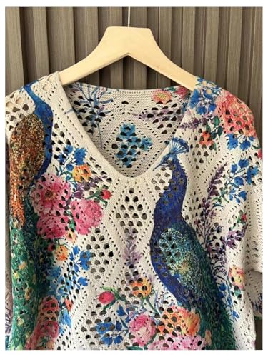Image of Verdusa Women's Crochet Beach Summer Sweater 3 /4 Length Sleeve Boho Off The Shoulder Tops